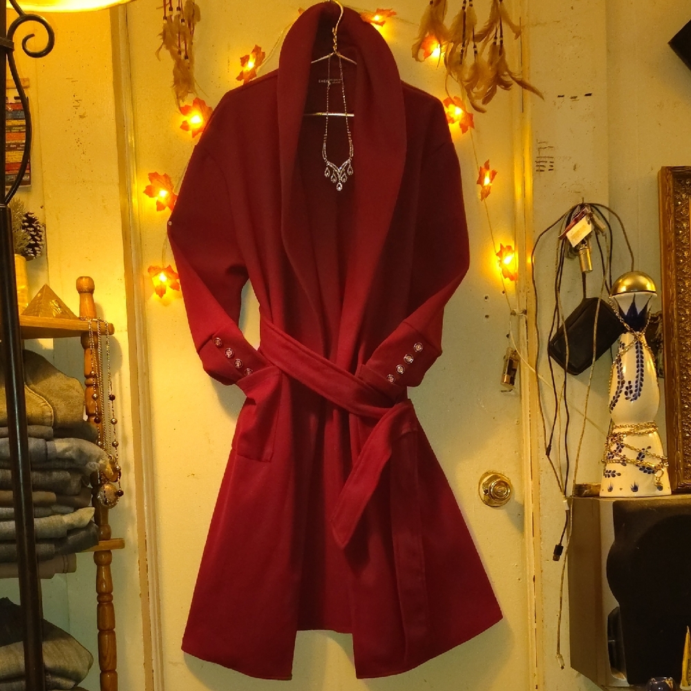SHEIN Burgundy Trench Coat